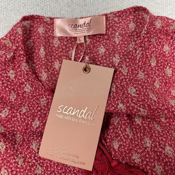 NWT Scandal Italy Ordell Tiered Ruffle Mini Dress Womens Medium Floral Boho Pink - Picture 4 of 16